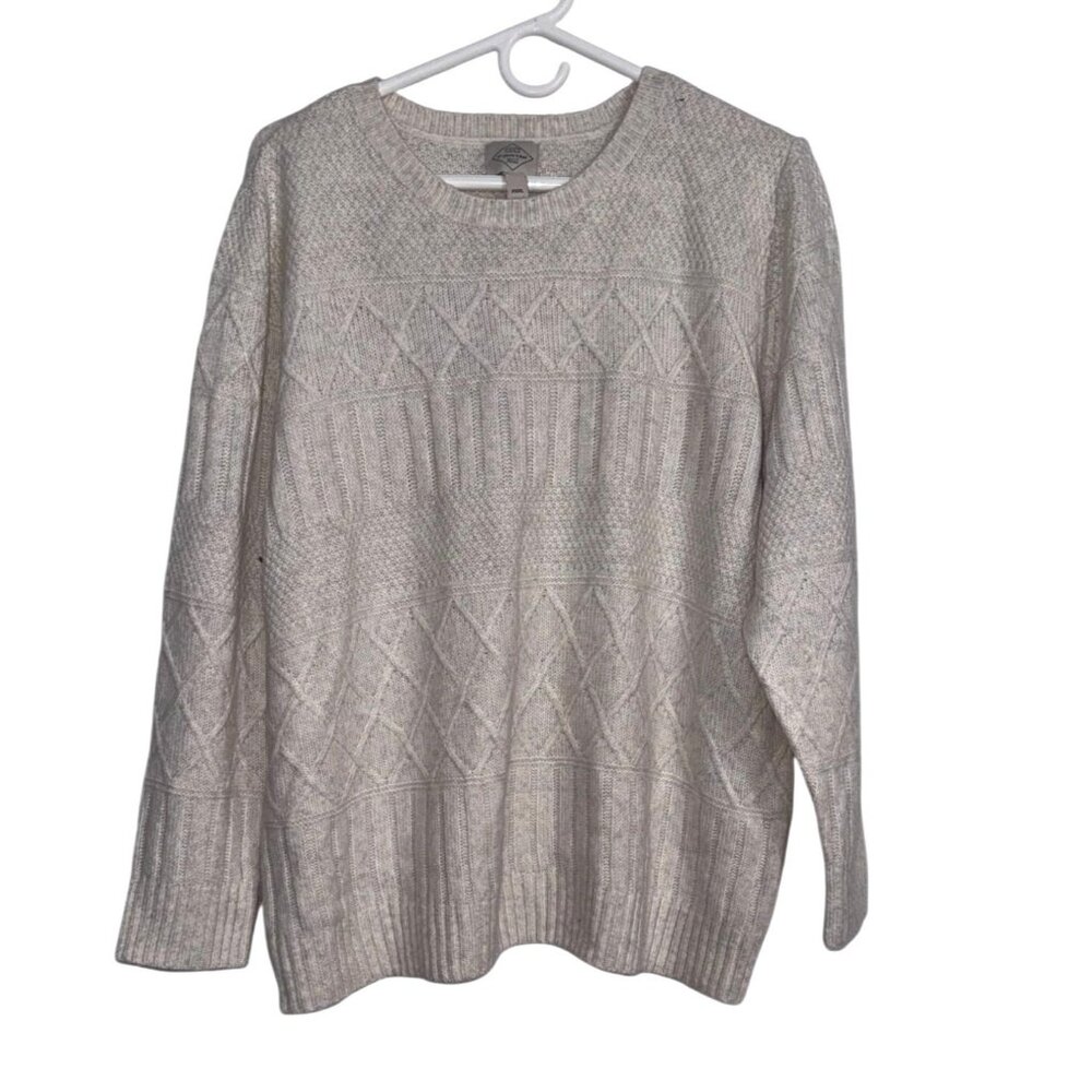 St Johns Bay Textured Knit Cotton Crew Neck Sweater Mens Pxxl Cream